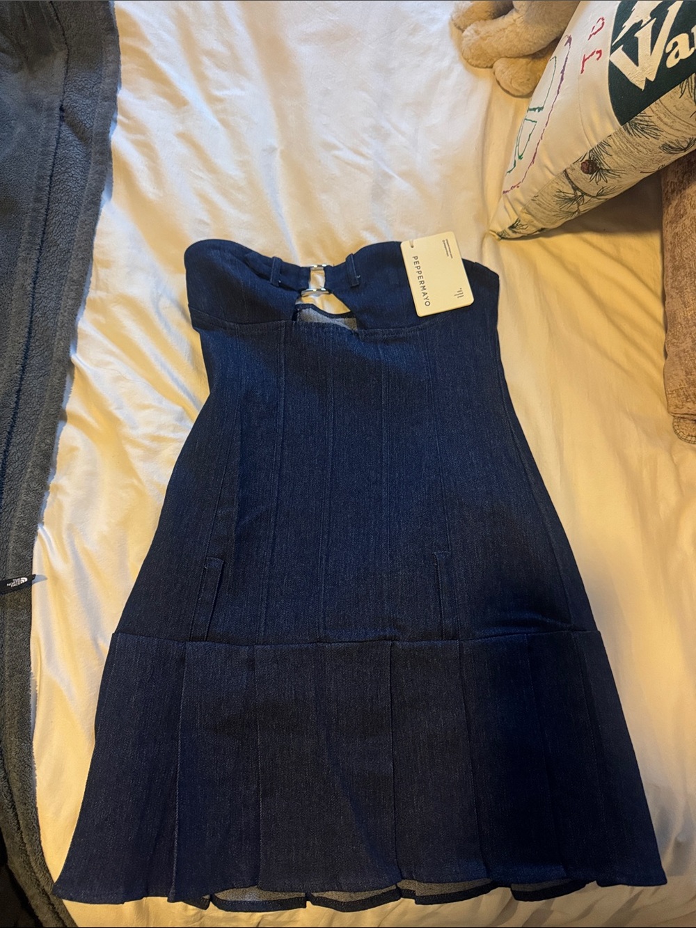 Peppermayo Navy Blue Strapless Mini Dress